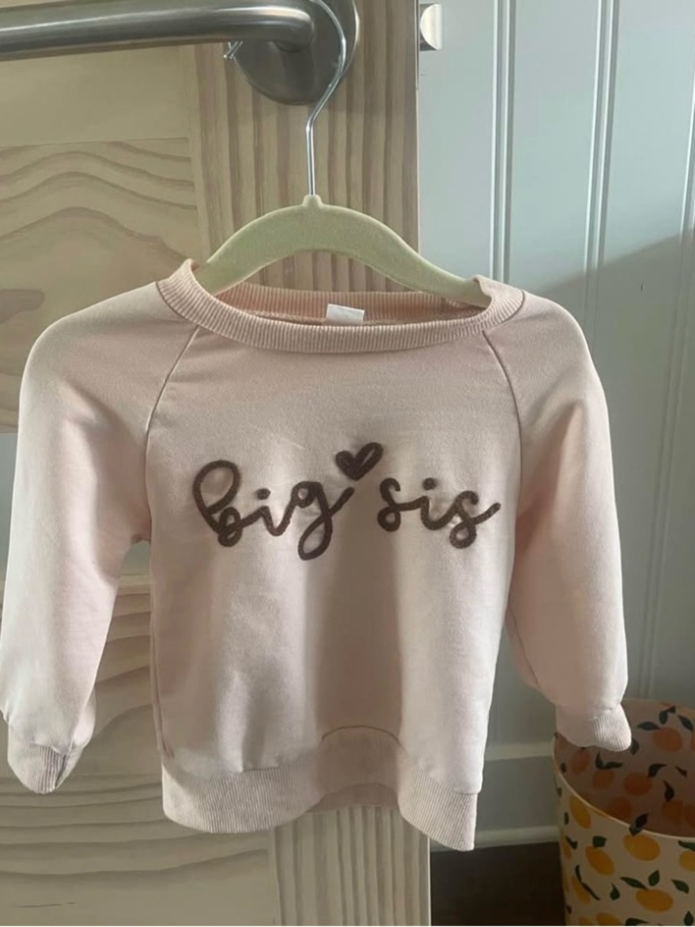 Girls Light Pink "Big Sis" Crewneck Sweatshirt - 18m